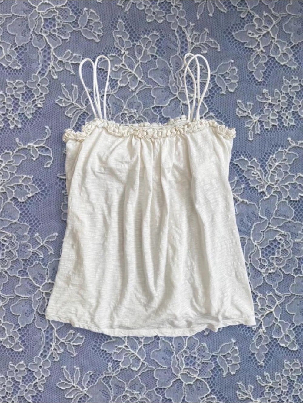 J.Crew Ivory Embellished Neck Baby Doll Style Top 100% Cotton Ruffles Coquette